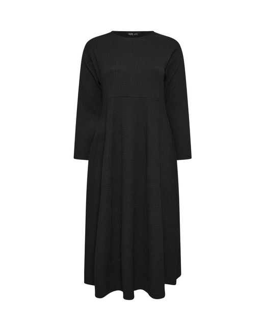 Yours Curve Women's Black Textured Flared Maxi Dress