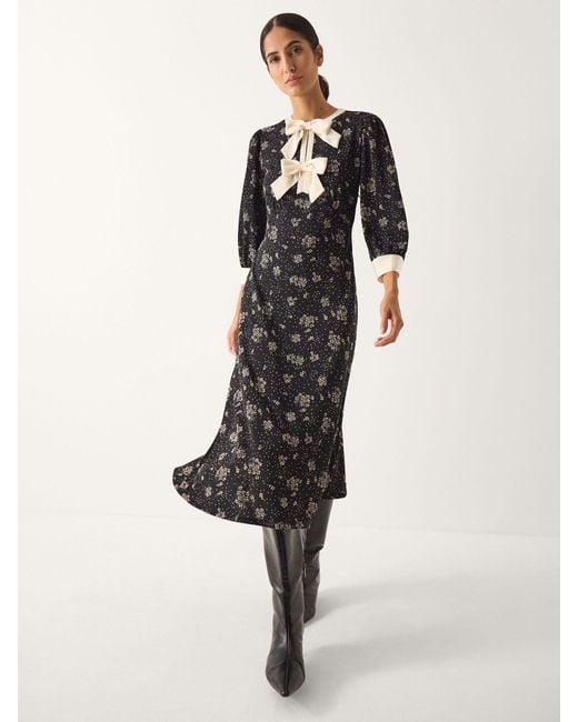 Monsoon Dotty Bow Floral Jersey Midi Dress in Natural | Lyst Monsoon Dotty Bow Floral Jersey Midi Dress in Natural | Lyst