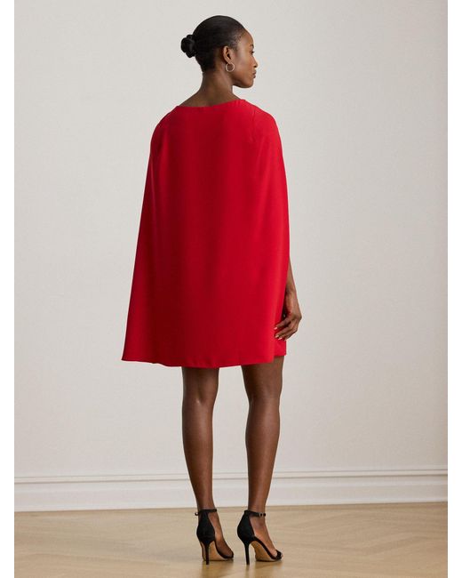 Ralph Lauren Red Lauren Ralph Mini Lauren Petra Cape Georgette Cocktail Dress
