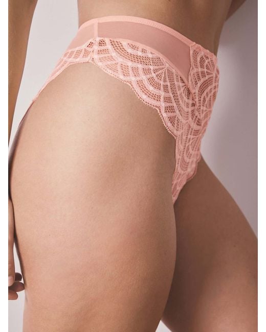 Next Pink High Rise High Leg Lace Knickers 2 Pack