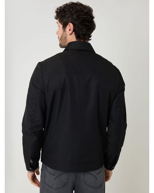 Threadbare Black Showerproof Lightweight Zip Up Jacket With Collar for men