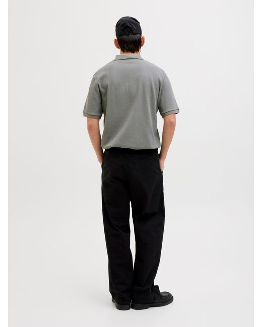 Jack & Jones Gray Quarter Zip Short Sleeve Polo Shirt for men