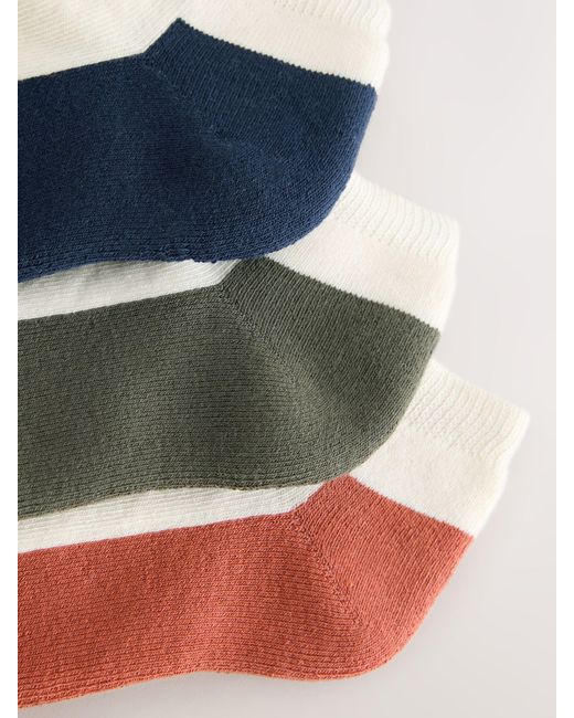 Self Blue Rust Colour Block Trainer Socks 3 Pack