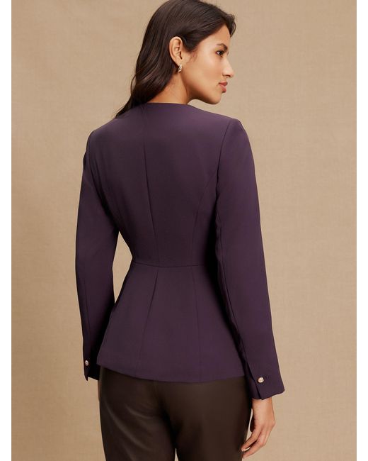 Next Purple Collarless Blazer