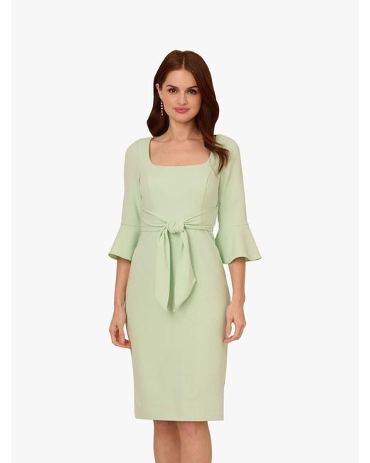 Adrianna Papell Green Bell Sleeve Tie Front Dress