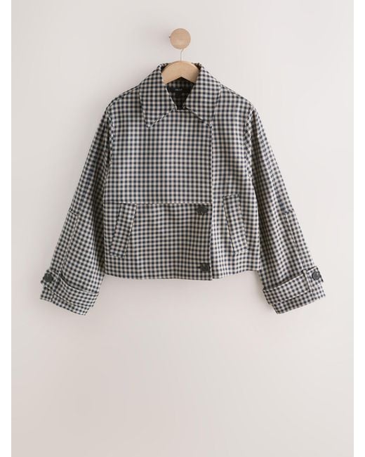 Next Gray Cropped Trench Coat