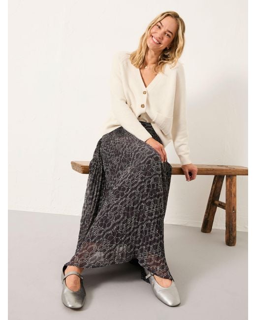 FatFace Gray Fatface Paignton Midi Skirt