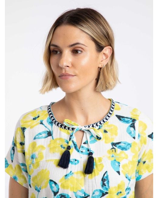 Weird Fish Blue Sofia Printed Cheesecloth Blouse