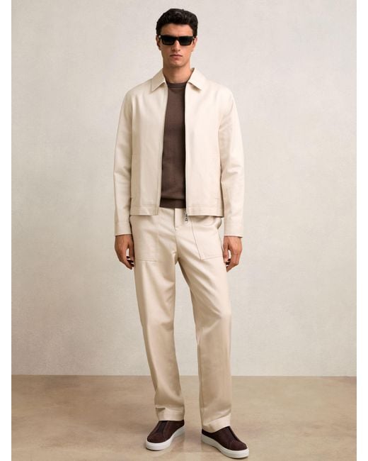 Reiss Natural Lyocell-Cotton Zip-Through Twill Jacket for men