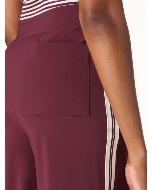 Sweaty Betty Red 32 Inch Inside Seam Explorer Side Stripe Wide Leg 32 Trousers