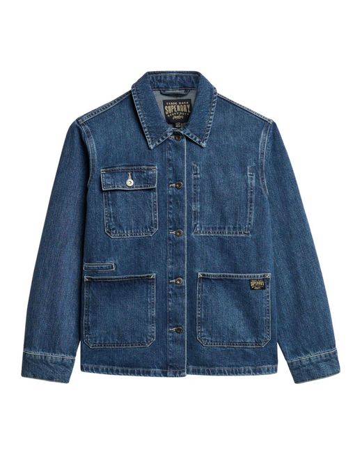 Superdry Black Denim Chore 100% Baumwolle Jacke