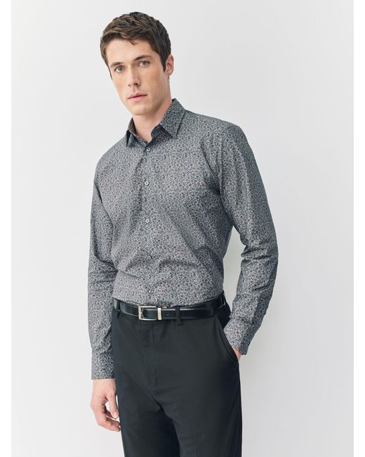 Next Gray Signature Long Sleeve 100% Cotton Shirt for men