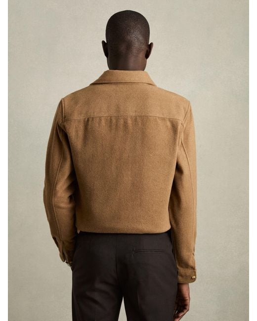 Reiss Natural Twin-Pocket Overshirt With Wool for men