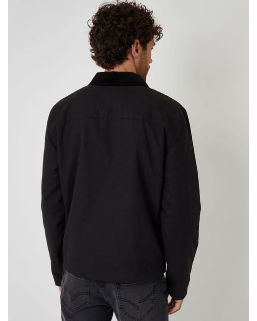 Threadbare Black Zip Through Lightweight Jacket With Quilting for men