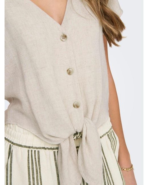ONLY White Tie Front Blouse