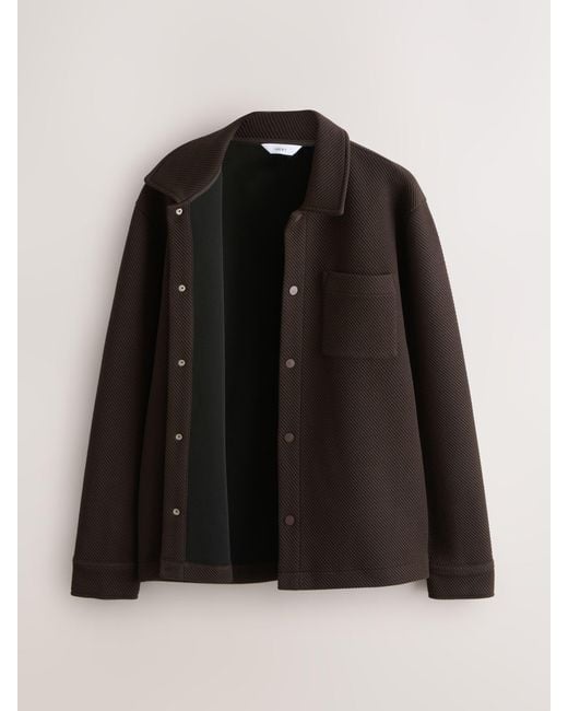 Next Black Diagonal Texture Jersey Shacket for men