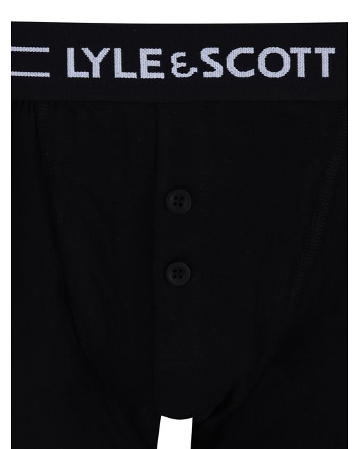 Lyle&Scott Black Lyle & Scott Multi Button Fly Boxer Trunks 3 Pack for men
