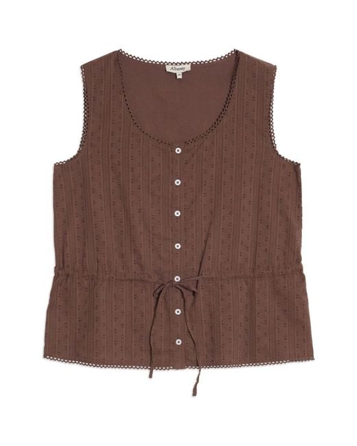 Albaray Brown Drawstring Waist Button Through Top