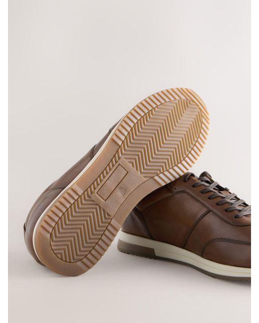 Next Brown Smart Leather Trainers for men