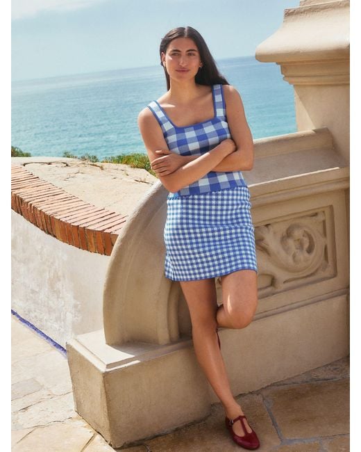 Next Blue Gingham Check Co-Ord Knitted Mini Skirt