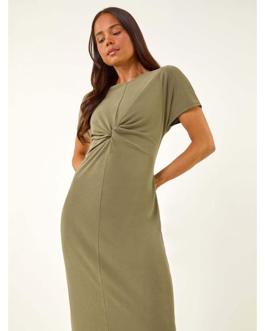 Roman Green Petite Twist Front Midi Dress