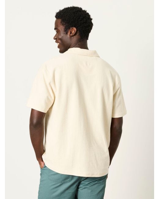 FatFace Natural Fatface Sutton Textured Chest Stripe Polo for men