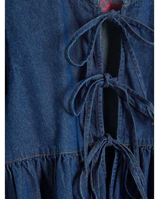 River Island Blue Denim Puff Sleeve 100% Cotton Shirt