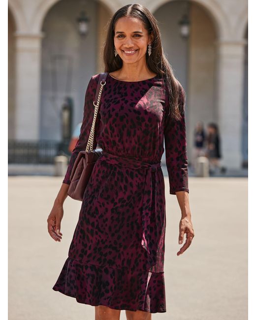 Sosandar Red Baroque Print Fit & Flare Dress