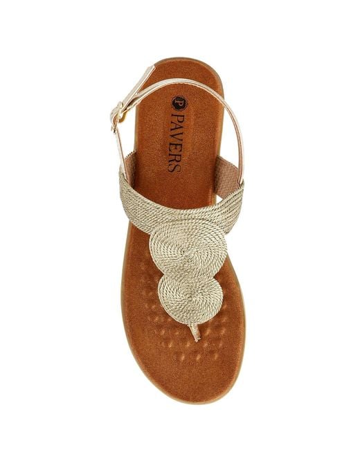 Pavers Brown Buckled Toe Post Sandals