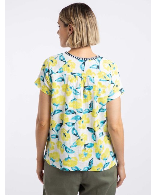 Weird Fish Blue Sofia Printed Cheesecloth Blouse