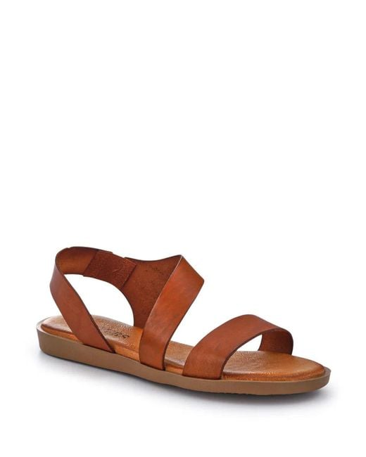 Pavers Brown Elasticated Leather Sandals