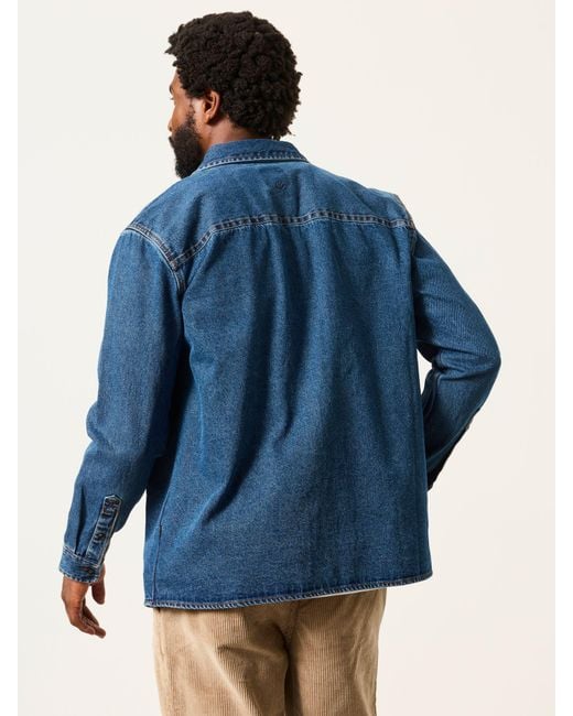 FatFace Blue Fatface Relaxed Fit Denim Shirt for men