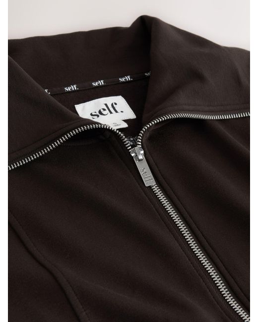 Self Black Full Zip Viscose Blend Jacket