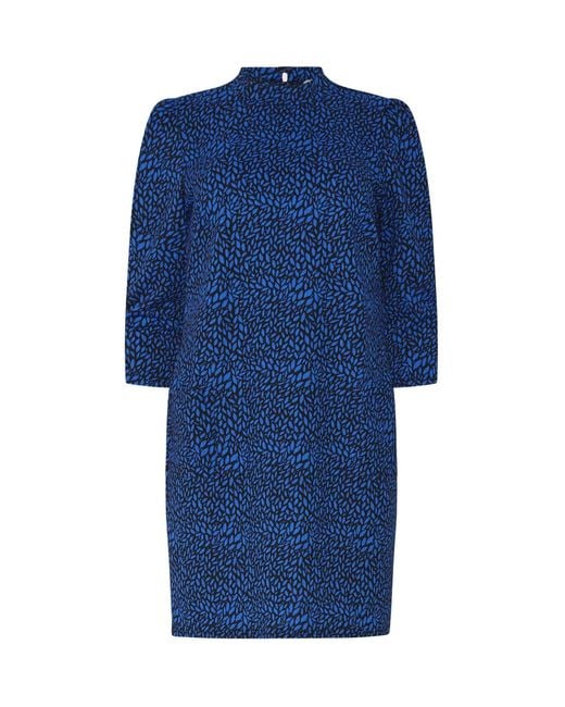 M Com Blue Leaf Print Tunic Dress