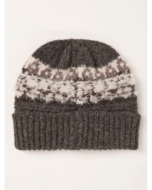 FatFace Gray Fatface Fairisles Brushed Beanie for men
