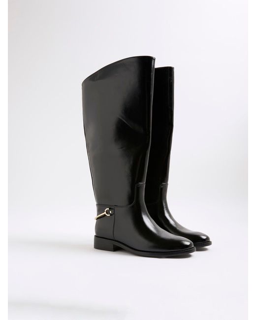 River Island Black High Leg Riding Boots