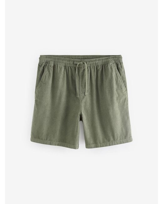 Next Green Corduroy Elasticated Waist Shorts for men