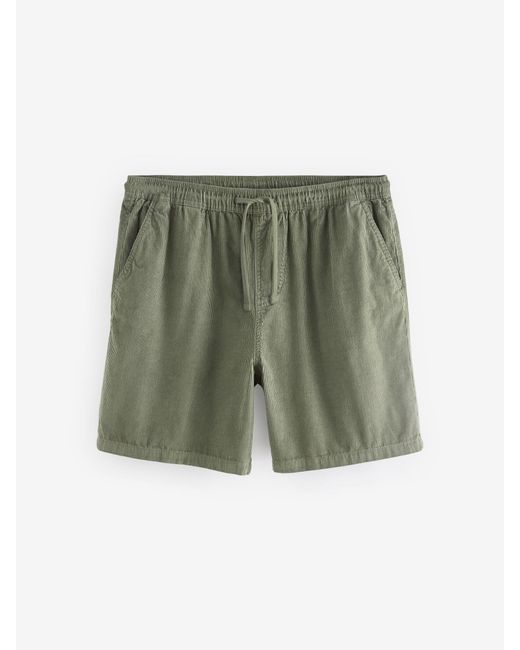 Next Green Corduroy Elasticated Waist Shorts for men