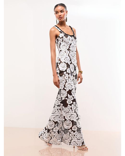 Lipsy Premium 3D Rose Embroidered Maxi Dress in White | Lyst