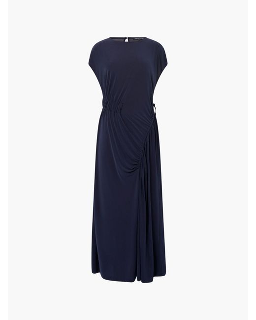 French Connection Women's Blue Samira Jersey Gathered Midi Dress French Connection Women's Blue Samira Jersey Gathered Midi Dress