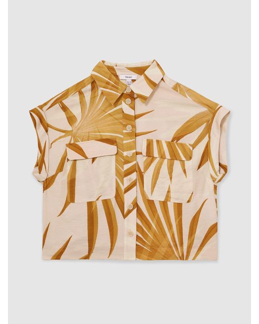Reiss Natural Hannah Palm Print Shirt