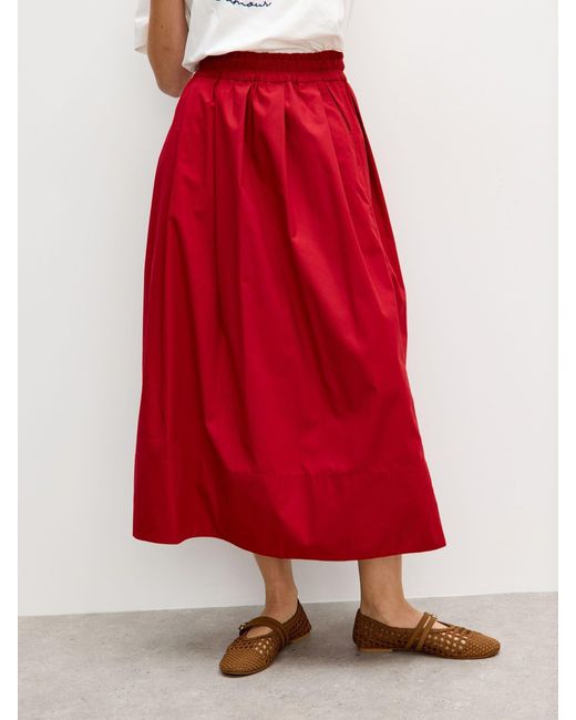 Oliver Bonas Red Elasticated Waist Midi Skirt