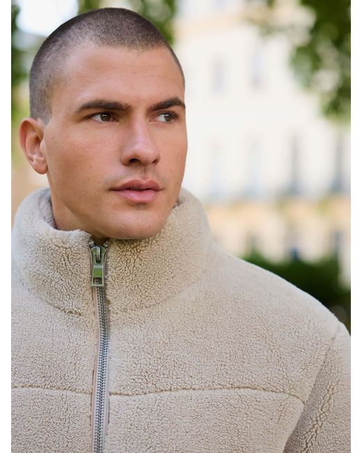 Next Blue Ecru Borg Funnel Puffer Jacket for men