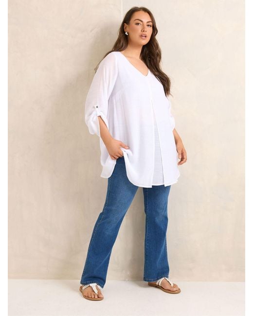 Evans White Long Sleeve Double Layer Top