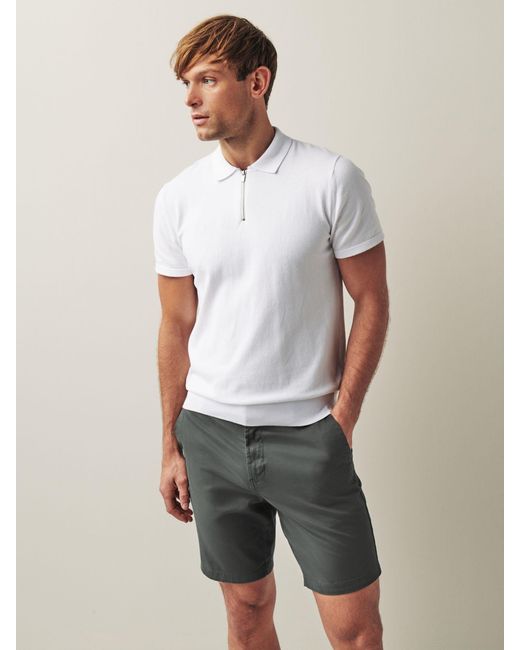 Next Gray Straight Fit Stretch Chinos Shorts for men