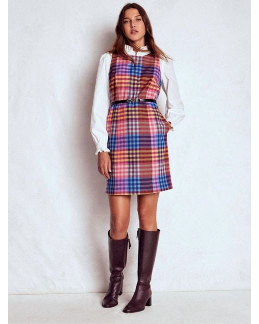 Boden Red Annie Check Shift Dress