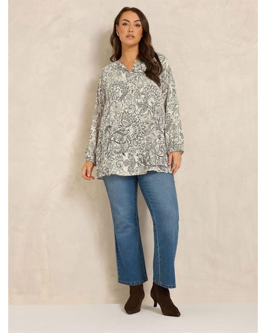 Evans White Markings Printed Blouse