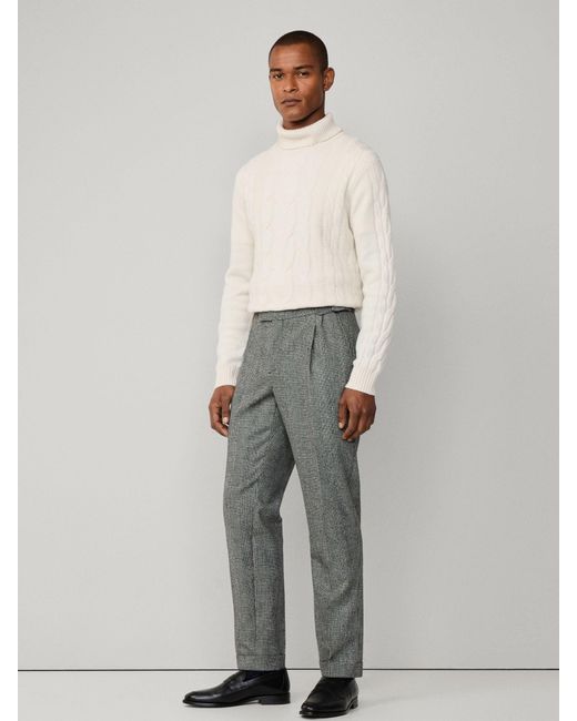 Hackett Gray Hack Glen Check Peak Lapel Trouser for men