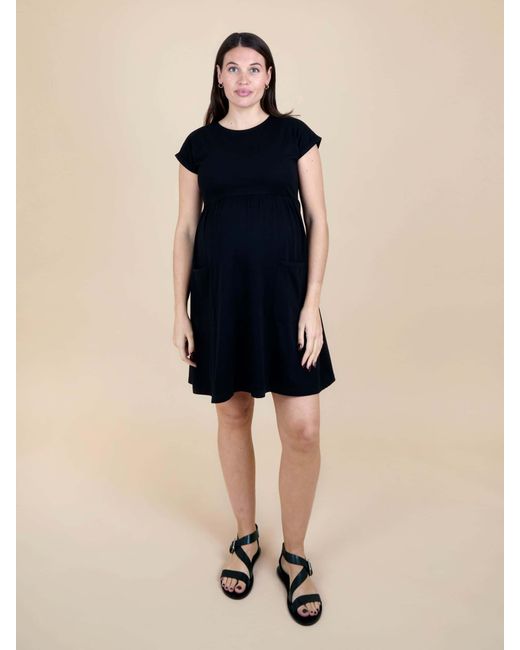 Jojo Maman Bb Women's Blue Short Sleeve Pocket Detail T-Shirt Mini Dress