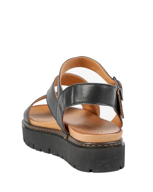 Pavers Black Bellissimo Leather Platform Sandals